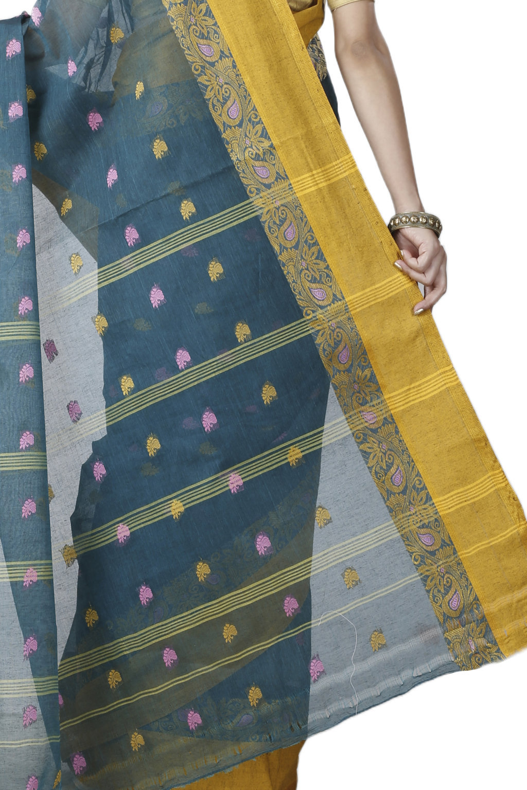 Dark Green Pure Cotton Srimati Tant Saree (1090)